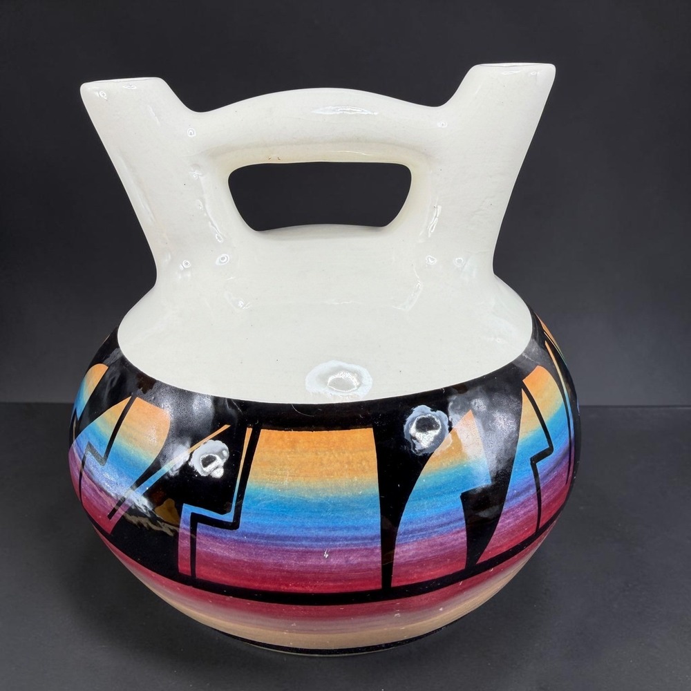 Gina D Baron Ute Mountain Ute Wedding Vase Gilbert Ortega 1986 Rainbow Pottery